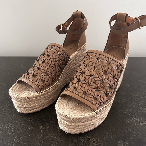 Tory Burch Basketweave Espadrille Wedges - Picture 8 of 9
